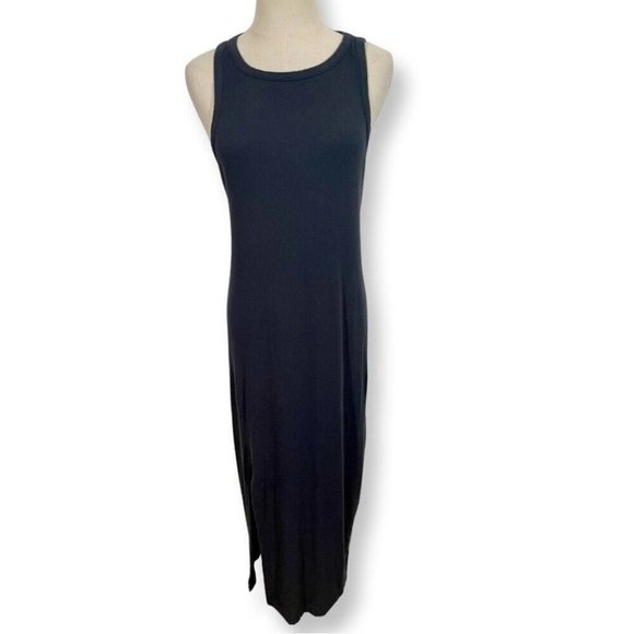 Beyond Yoga Dresses & Skirts - Beyond Yoga Ease Into It Ribbed Slit Midi Tank Dress in Black